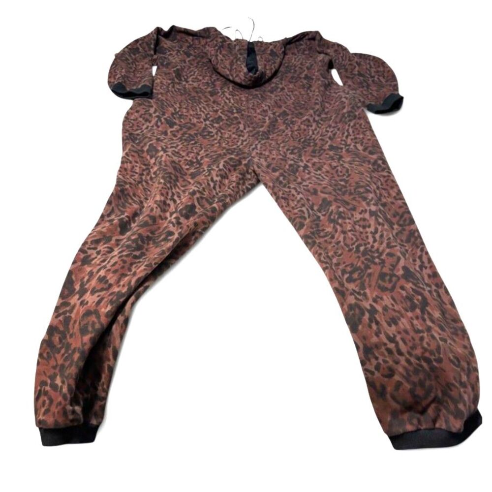 Savage X Fenty Leopard Print Hooded One Piece Jumpsuit 3X Brown Lounge Romper - Picture 9 of 12